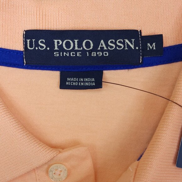 U.S. Polo Assn. Mens Peach Polo Shirt Medium Cotton Short Sleeve - Picture 4 of 9